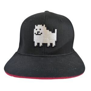 Undertale Annoying Dog Flat Bill Snapback Hat Cap Black Red Gamer Merch Rare